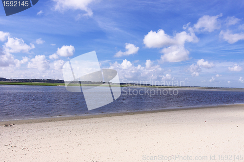 Image of seascape and beach at low tide on the coast of opal in France