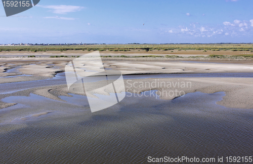 Image of seascape and beach at low tide on the coast of opal in France