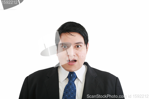 Image of Shocked businessman isolated on a white background. 