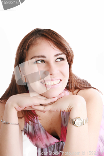 Image of Smiling woman isolated on white background 