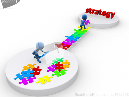 Image of business team work building a puzzle. Business strategy concept.