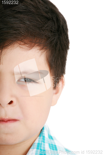 Image of Worried little boy isolated on a white background 