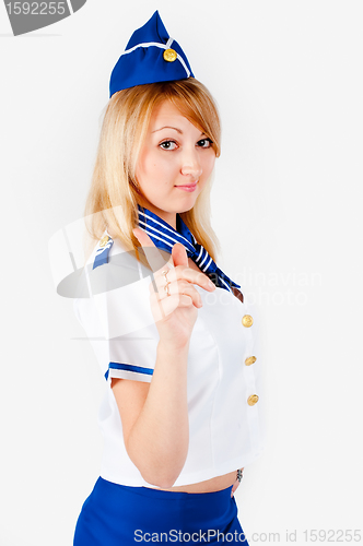 Image of Young beautiful air hostess