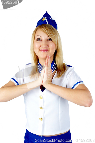 Image of Young beautiful air hostess