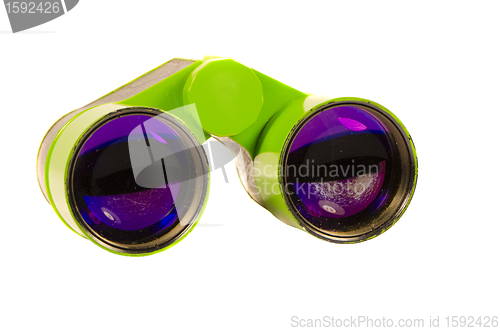 Image of theater binocular distance zoom green toy isolated 