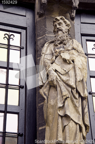 Image of sculpture library building columns sage man beard 
