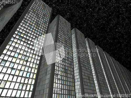 Image of Megalopolis at night: Abstract skyscrapers