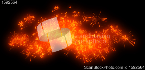 Image of Holiday: orange festive fireworks at night 