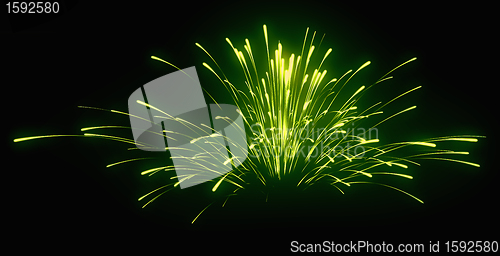 Image of Holiday: green festive fireworks at night