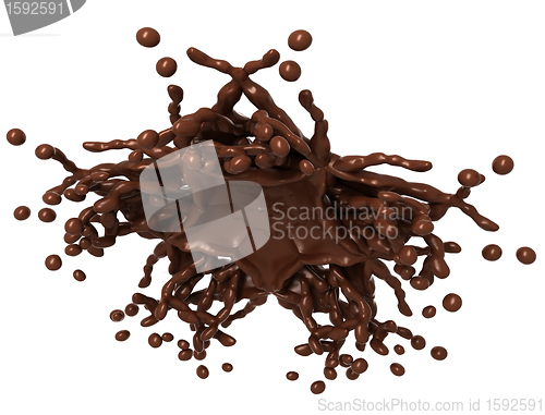 Image of Splashes: Liquid chocolate with drops isolated