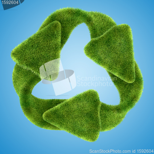 Image of Ecology: green grass recycling symbol 