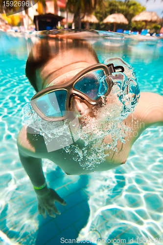 Image of teenager floats in pool