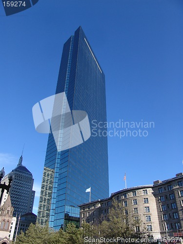 Image of John Hancock Tower above Copley Plaza