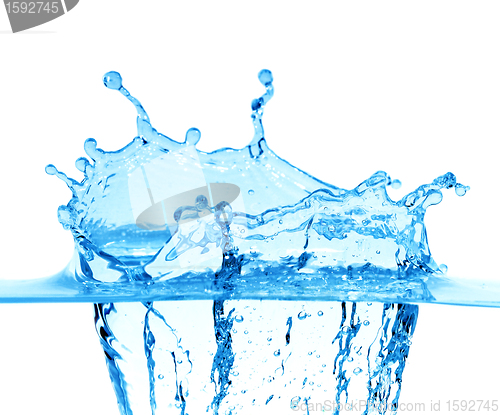 Image of Sparks of blue water on a white background