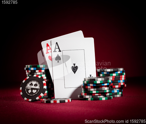 Image of chips and two aces