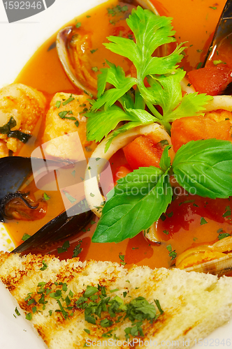 Image of Tasty soup on a table at restaurant...