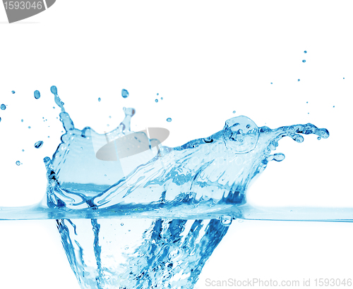 Image of Sparks of blue water on a white background