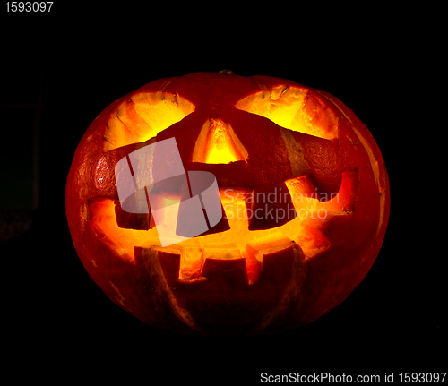 Image of halloween, old jack-o-lantern on black