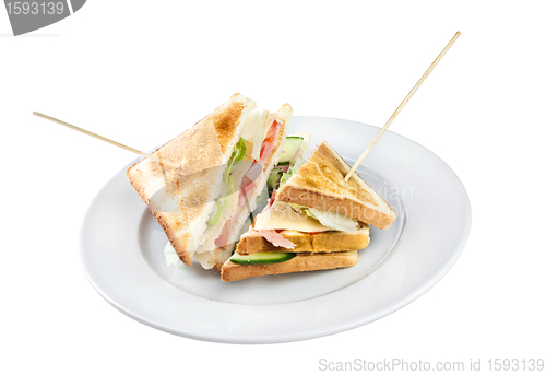 Image of Two sandwiches on a plate