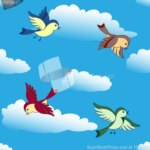 Image of birds flying in sky