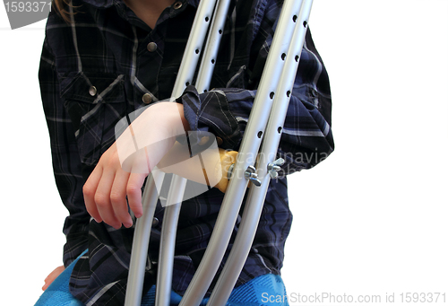 Image of kid and crutches