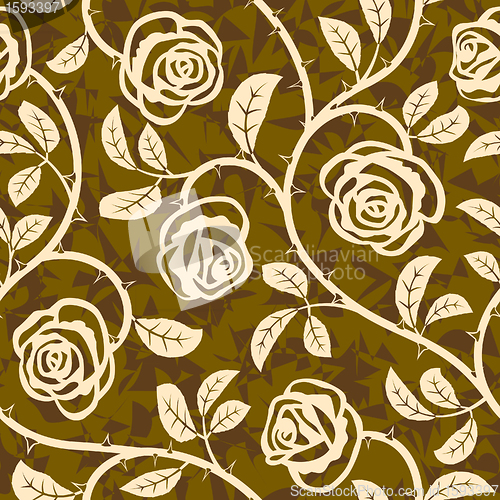 Image of Rose Flowers Seamless Vector Repeat Pattern