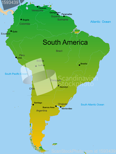 Image of map of south america continent