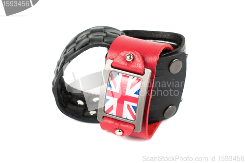 Image of Men's leather belt with britain flag