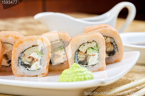 Image of shrimp and eel sushi roll