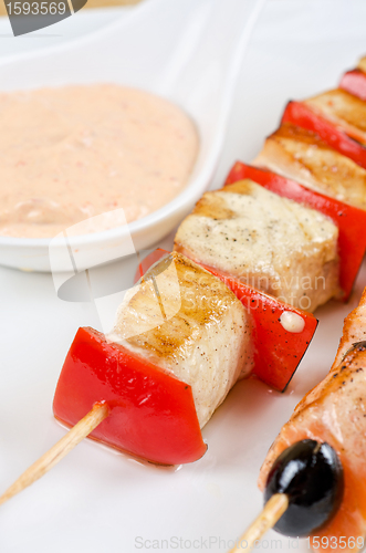Image of grilled salmon and shrimps