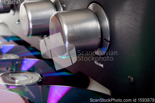 Image of Amplifier and Compact Discs