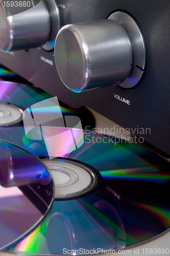 Image of Amplifier and Compact Discs