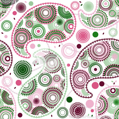 Image of Seamless white pattern with paisley