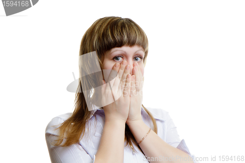 Image of frightened young woman