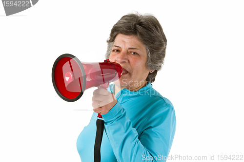 Image of Senior woman with megaphone 