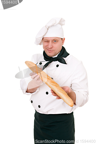 Image of chef with baguette