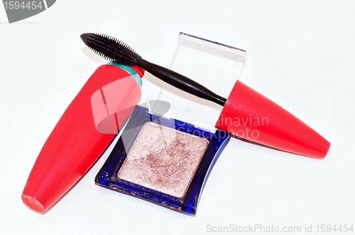 Image of Mascara and eyeshadow cosmetic products