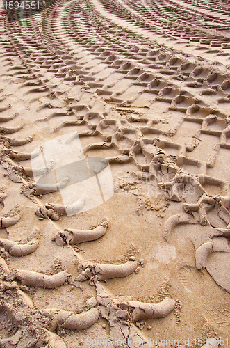 Image of Background mark truck wheels sand human footprint 