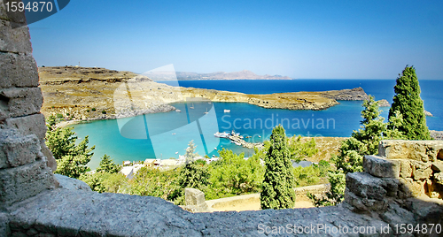 Image of Panarama view from Acropolis of Lindos