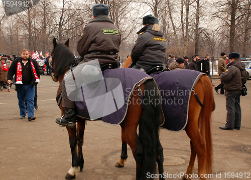 Image of Mounted Police Officers Before Soccer Game