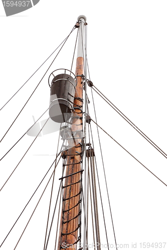 Image of mast of an old sailing ship Norwegian