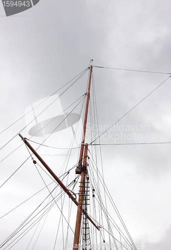 Image of mast of an old sailing ship Norwegian