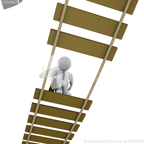 Image of Businessman on damaged bridge looking down