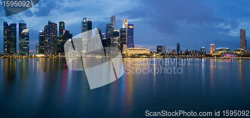 Image of Singapore City Skyline Panorama at Twilight