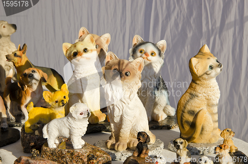 Image of Handmade cats and dogs. 