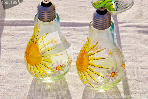 Image of Glass bulbs with paintings.