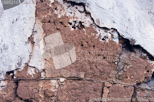 Image of Ancient grunge clay wall background closeup 