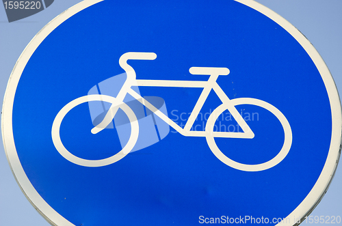 Image of Road sign bicycle path.