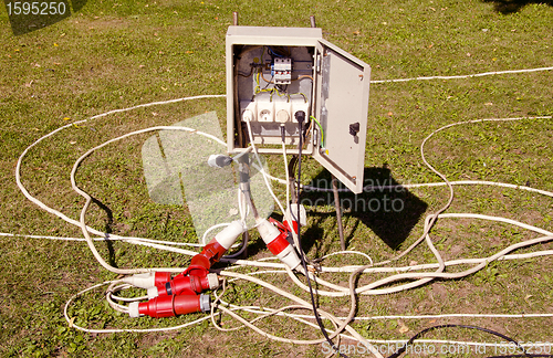 Image of Electrical cutout and wires.