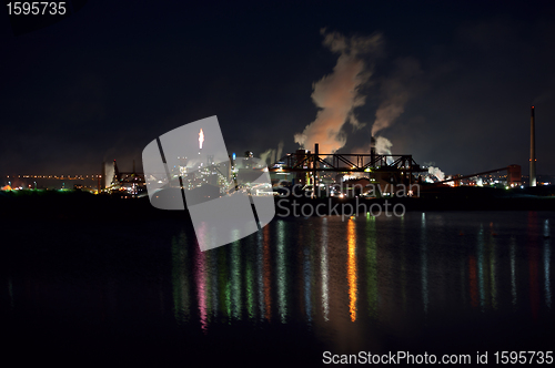 Image of fumes from steel mill in the harbour